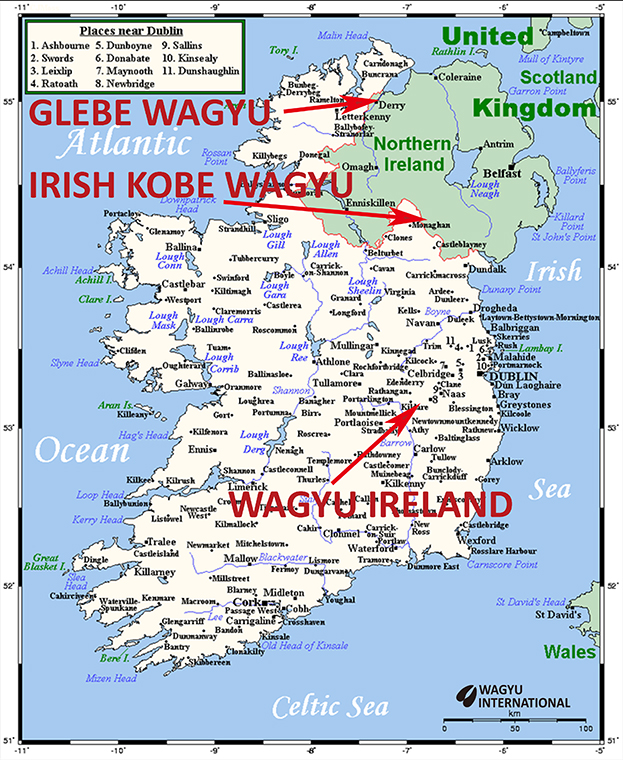 Map of Wagyu breeders in Ireland